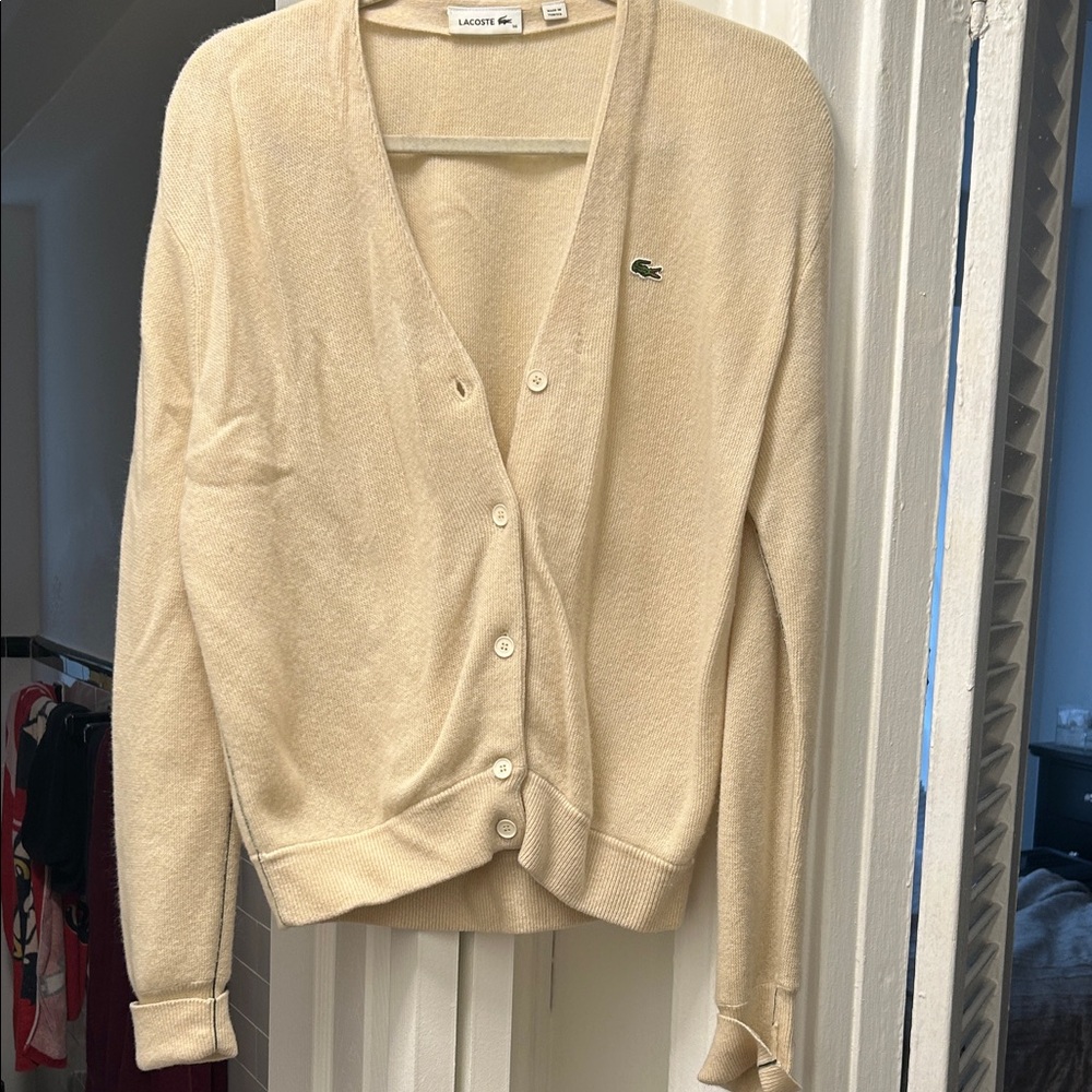 Lacoste Women's Beige Cardigan Sweater